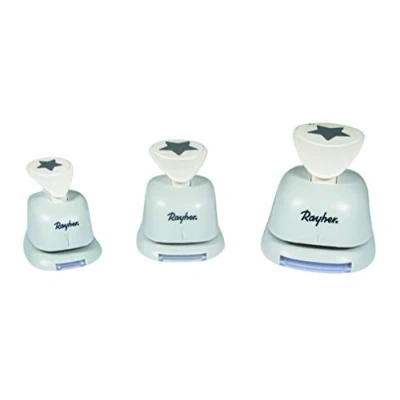 Imagen de Rayher 69182000 Set de 3 perforadoras estrella, Para manualidades en papel y cartón hasta 200g/m²