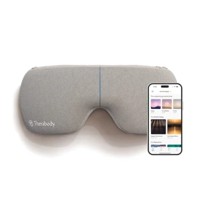 Imagen de Therabody SmartGoggles, dispositivo masajeador de ojos con calefacción, máscara vibración para aliviar el estrés Bluetooth, 3 modos personalizados la migraña y mejorar sueño