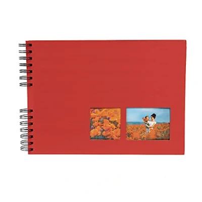 Imagen de Exacompta 15008E Álbum de fotos en espiral MILANO 150 50 páginas negras formato 32 x 22 cm cubierta papel efecto textil rojo ventana personalización certificado FSC®