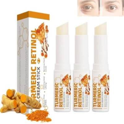 Imagen de Eye Bags, Turmeric Retinol Stick, for Under Anti Aging Cream Dark Circles, Wrinkles, Puffiness, and Fine Lines Reduction, Hydrating Balm Stick (3 PCS)
