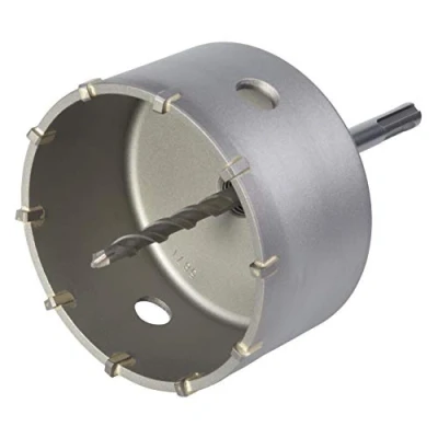 Imagen de wolfcraft Corona de perforación con broca carburo y adaptador SDS Plus I 5490000 Para instalaciones sanitarias eléctricas en hormigón, paredes ladrillo piedra; profundidad corte: 46 mm