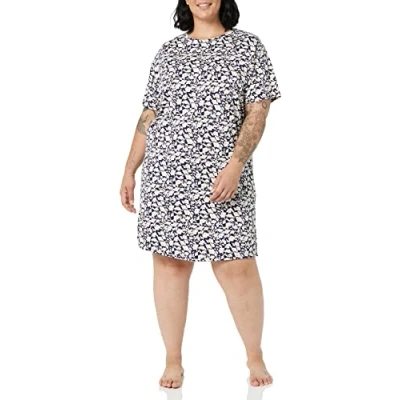 Imagen de Amazon Essentials Camisón de punto (disponible en tallas grandes) Mujer, Azul Marino Silueta Flores, 3XL Grande