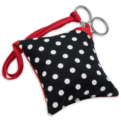 Imagen de Prym Tijeras Polka Pin Cushion with Scissors, Poliéster, Negro, 9.5x10x4 cm