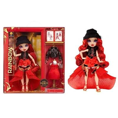 Imagen de RAINBOW HIGH Muñeca Fantastic Fashion Ruby Anderson de Moda roja 28cm y Set Juegos con 2 Conjuntos Accesorios para niños niñas 4 a 12 años