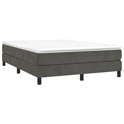 Imagen de vidaXL Estructura de Cama, Somier Matrimonio Listones, Base Cama Tapizada, Mueble para Dormitorio Hogar, Terciopelo Gris Oscuro 140x190 cm