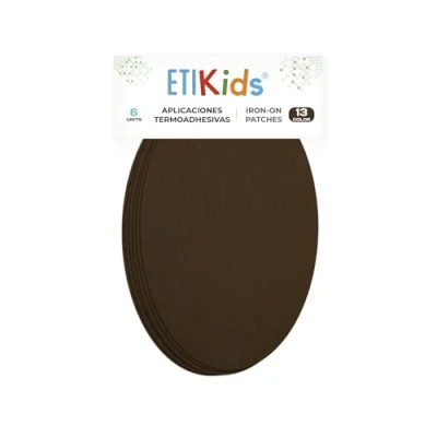 Imagen de Haberdashery Online 6 rodilleras color Marrón termoadhesivas de plancha. Coderas para proteger tu ropa y reparación pantalones, chaquetas, jerseys, camisas. 16 x 10 cm. RP13