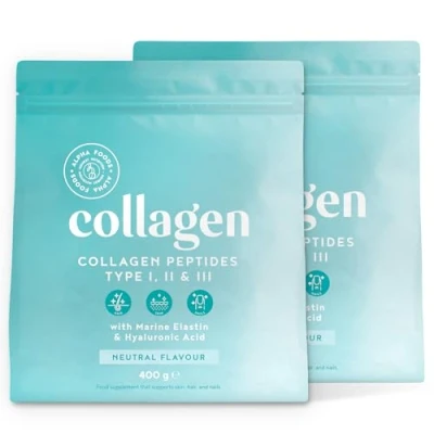 Imagen de Colágeno en Polvo 2x 400g Péptidos de Colageno Hidrolizado con Acido Hialuronico y Elastina Marino Collagen Peptides Tipos I, II, III para la Piel Sin Sabor Alpha Foods