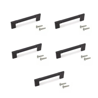 Imagen de EMUCA Lote de 5 tiradores para mueble, L157mm, intereje 128mm, Aluminio, Pintado negro