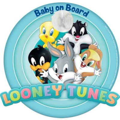 Imagen de Señal de coche para bebé a bordo con gráficos Warner Bros Looney Tunes ventosa