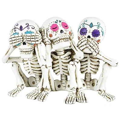 Imagen de Nemesis Now Three Wise Calaveras Figura de Esqueleto 20,3 cm, poliresina, Color Blanco, Talla única