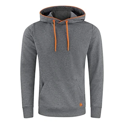 Imagen de riverso RIVSandro Sudadera con capucha para hombre bolsillos canguro, corte regular, algodón, negro, gris, azul, rojo, verde, beige, marrón, S, M, L, XL, 2XL, 3XL, 4XL, 5XL, Grey Melange Standard