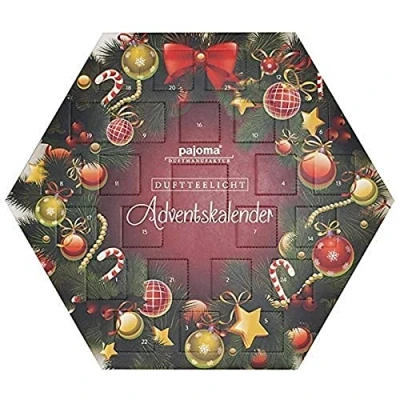 Imagen de pajoma Calendario de Adviento con velas té aromáticas, hexagonal, 24 en 6 diferentes variedades, incluye portavelas