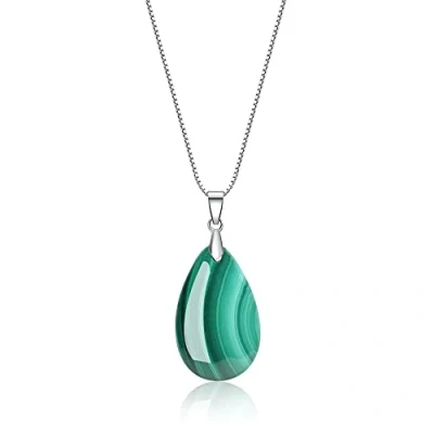Imagen de COAI Collar para Mujer en Plata de Ley con Colgante Lágrima/Gota Agua Malaquita