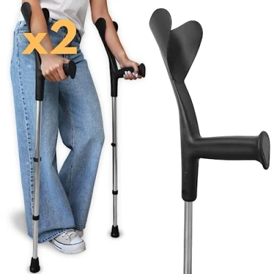 Imagen de OrtoPrime PACK x2 UNIDADES Muletas Adulto Regulables Aluminio Ortopédicas con CONTERAS ANTIDESLIZANTES Anatómicas Adaptables y Resistentes FABRICADO EN ESPAÑA