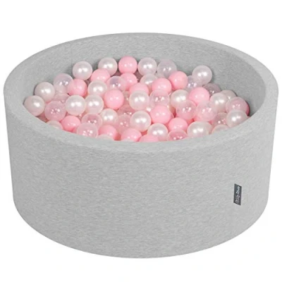 Imagen de KiddyMoon 90X40cm/300 Bolas ∅ 7Cm Piscina De para Ninos Hecha En La UE, Gris Clr:Rosa Clr/Perla/Transparente