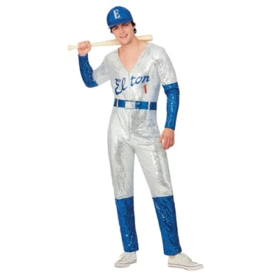 Imagen de Smiffys Disfraz de béisbol con lentejuelas Elton John, Mono, gorra