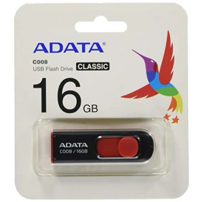 Imagen de ADATA C008 Unidad Flash USB 16 GB Tipo A 2.0 Negro, Rojo Memoria (16 GB, A, 2.0, 10 g, Rojo)