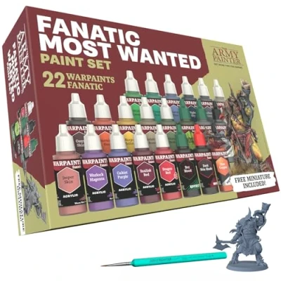 Imagen de The Army Painter, Warpaints Fanatic Most Wanted Combo Set, 22 x 18 ml Pinturas Acrilicas, incl. metálicos, Efectos, 1 Imprimación, Pincel y Miniatures Pintura Miniatura para Warhammer Figuras