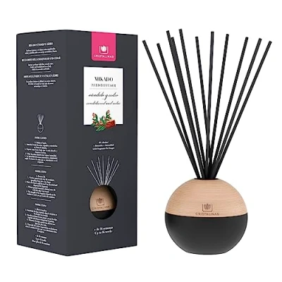 Imagen de CRISTALINAS Ambientador Mikado Esfera Premium Aroma Sándalo y Cedro 100% Puro Sensual Larga Duración 16 Semanas 180ml 0% Alcohol