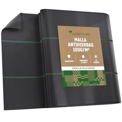 Imagen de GardenGloss 10m² Malla Antihierbas 100g/m² Permeable al Agua y Estable a los Rayos UV Geotextil Resistente desgarro para Jardín Tela Antihierba contra Las Malas Hierbas (5m x 2m, doblada)
