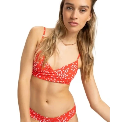 Imagen de Roxy Classics WRAP Top de bikini, Mujer, Talla: XL, Poppy red dancing ditsy swim