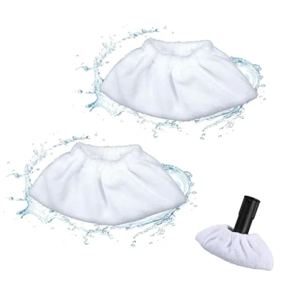 Imagen de Juego de paños esponja microfibra para mopa vapor, accesorios boquilla, funda algodón, compatible con la mayoría los limpiadores vapor (2 unidades)
