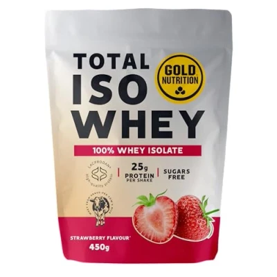 Imagen de GoldNutrition Total Iso Whey, Proteína Aislada de Suero, 450g, Sabor Fresa, 25g por Porción, Sin Azúcares