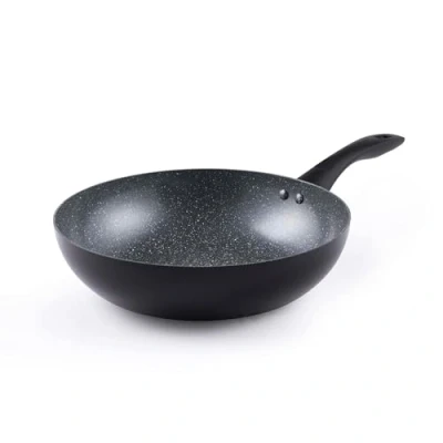 Imagen de Progress BW12915EU7 Marmol cerámica 28 cm Stir Fry Pan Sartén antiadherente Wok con revestimiento de mármol metalizado, Placa inducción adecuada, Ligera aluminio prensado