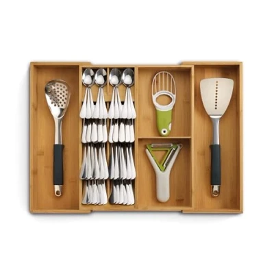 Imagen de Joseph DrawerStore Bandeja para Cubiertos Extensible, Cubertero Cajón de Cocina, Cubiertos, Utensilios, Bambú