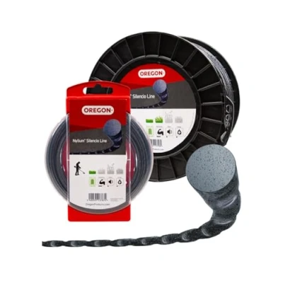 Imagen de Oregon Hilo para Desbrozadora Nylium Silencio, Cable de Repuesto Perfil Redondo Desbrozadoras Batería, 2.0mm, Bobina 126m(800009)