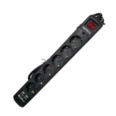 Imagen de Regleta Elec. 16 Ah 6X Schuko 2 Usb On / Off Cable 1 5M
