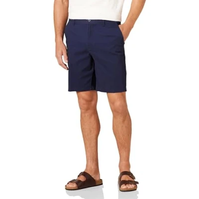 Imagen de Amazon Essentials Pantalones cortos chinos elásticos de 23 cm y corte entallado Hombre, Azul Marino, 29W