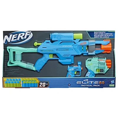 Imagen de Nerf Elite 2.0 Tactical Pack Set de 3 Lanzadores Operator DB 2, Trio TD y Ace SD 1 20 Dardos