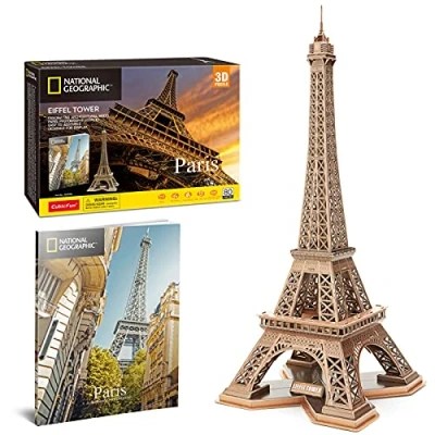 Imagen de CubicFun Puzzle 3D Torre Eiffel de París Gran Arquitectura Maquetas para Construir Kits Construcción con Folleto National Geographic, 80 Piezas
