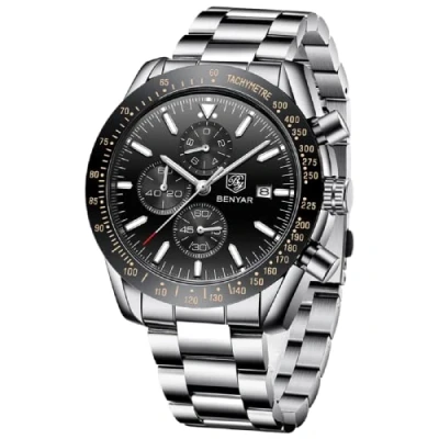 Imagen de BY BENYAR Relojes para Hombre Cronógrafo Analógico Cuarzo Impermeable Luminoso Fecha Reloj de Pulsera Correa Acero Inoxidable Negocios Casual Diseñador Elegante Regalo Hombres