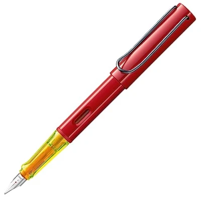 Imagen de Lamy AL star Pluma estilográfica con mango ergonómico y plumín de acero pulido ancho trazo F, carcasa aluminio ligero, incluye cartucho tinta azul T 10, para diestros
