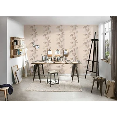 Imagen de A.S. Création 378152 Papel pintado con diseño de flores, color marrón, beige y gris mate