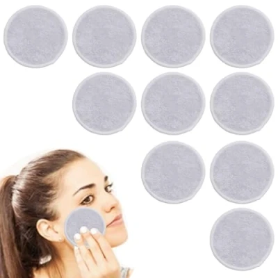 Imagen de 10 piezas algodones desmaquillantes,Discos Desmaquillantes Reutilizables,Algodones Lavables en Bio Bambú,para Todo Tipo de Piel(gris)