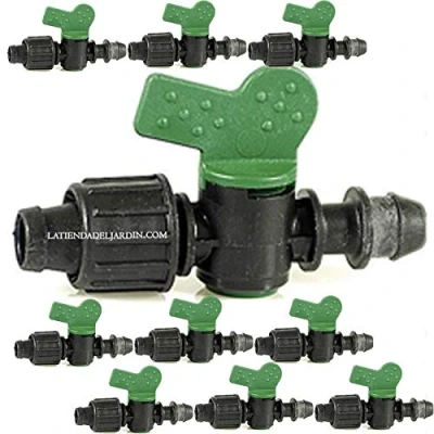 Imagen de Suinga 10 x Llave de paso cinta riego por goteo 16mm a toma. Válvula derivación con junta utilizada para conectar directamente la 16 mm tubería principal