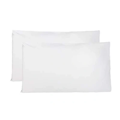 Imagen de Par de Fundas Almohada 100% Puro algodón 40x80 cm, Juego 2 Camas Cojines Telas, Cierre Bolsas, Color sólido, tamaño estándar con Blanco