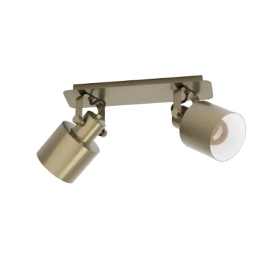 Imagen de EGLO Foco de techo Southery 2 luces crema oro cepillado