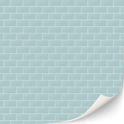 Imagen de 3 hojas autoadhesivas azulejos de pared baño cocina metro para casas muñecas escala 1:12 (azulejos turquesa pastel)