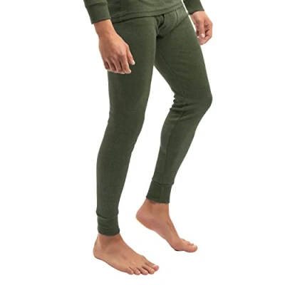 Imagen de MT Calzoncillos térmicos y de esquí para hombre, térmicos, largos, cálidos, con interior suave, verde oliva, L