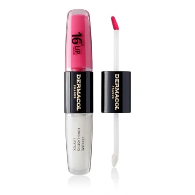 Imagen de NUEVO Dermacol Color Labial 16 Horas, Brillo de Alta Pigmentación, Bifásico, Maquillaje a Prueba Besos con Acabado Mate y Brillo, no. 18, Cotton Candy