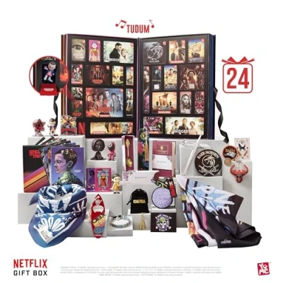 Imagen de YuMe 15309 Scatola regalo Netflix, calendario dell&#039;Avvento con effetto sonoro, da 16 anni, 24 sorprese 7 popolari serie Netflix