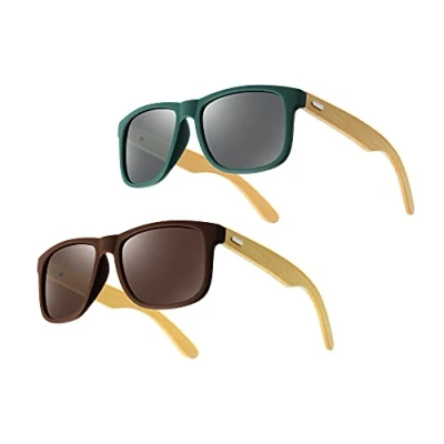 Imagen de UrbanSky Gafas de sol Raymond para mujeres y hombres templos bambú (Warm)