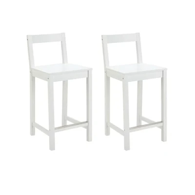 Imagen de Amazon Basics Silla tipo taburete con respaldo, madera, blanco, 2 unidades