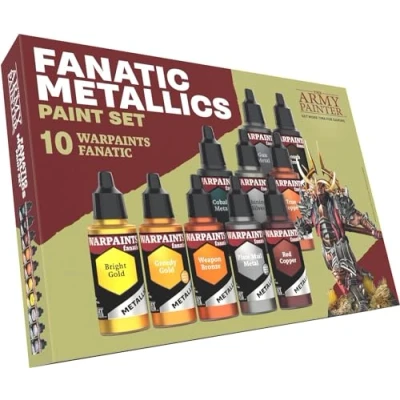 Imagen de The Army Painter Warpaints Fanatic: Metallics Miniature Paint Set, 10 Pinturas Acrílicas Metálicas de 18ml, Incl. Oro, Cobre, Metal, Bronce y Plata