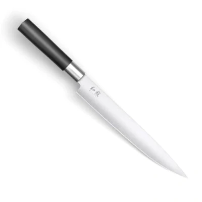 Imagen de KAI Wasabi Black Cuchillo para jamón con hoja de 23,0 cm Acero inoxidable 6A/1K6 pulido 58 (±1) HRC Mango polipropileno negro carne Hecho en Japón