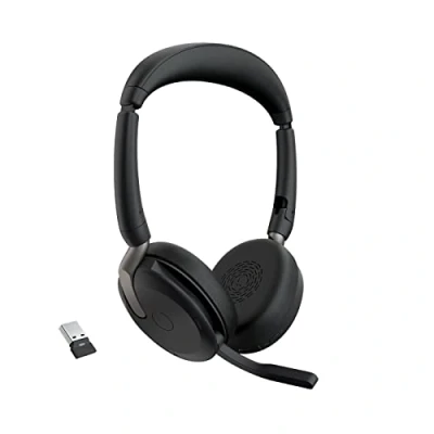 Imagen de Jabra Evolve2 65 Flex Auriculares Estéreo Inalámbricos con Bluetooth, Tecnología ClearVoice Cancelación de Ruido y ANC Híbrido, Funciona Plataformas UC, Negro